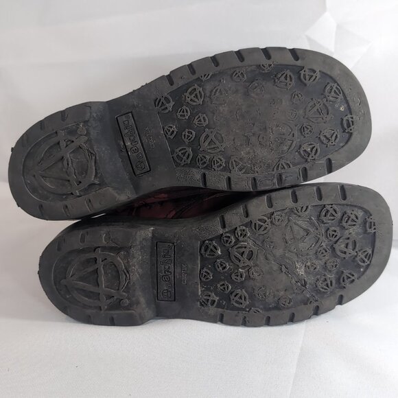 T.U.K. 2013 Anarchic Boots Plaid Red Black Lace Up Women's 9 T2192 7 Eye Punk - Picture 12 of 16